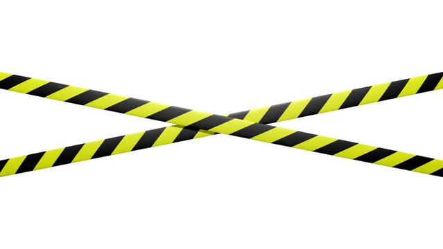 im Wind schaukelnde gekreuzte Absperrb&auml;nder, gelb/schwarz