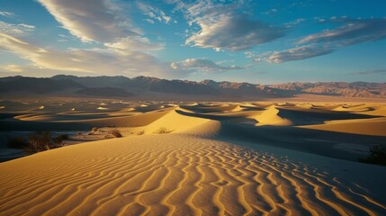 Sand dunes and mountains in the desert