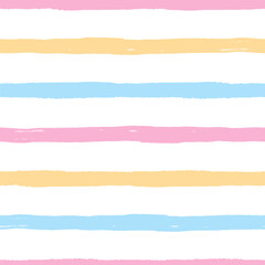 Hand drawn grunge texture stripes vector seamless pattern. Abstract background with multicolored brush strokes.