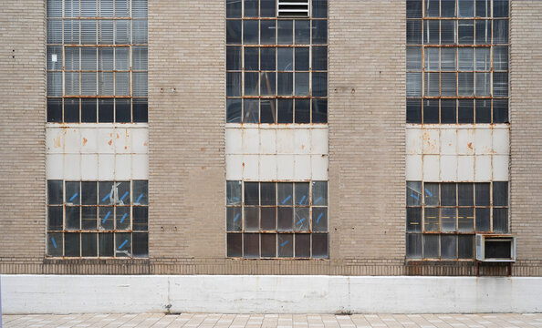facade view of old factory building