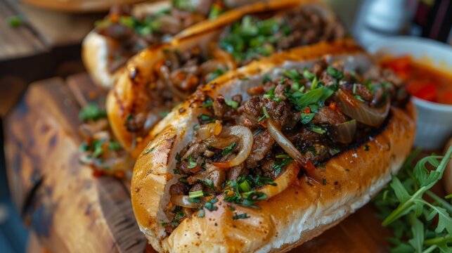 The Albanian dish Kukurech. Street food. 