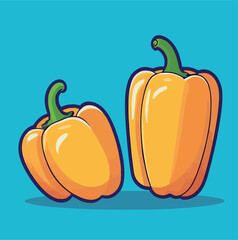 Yellow bell pepper cartoon vector icon illustration food nature icon concept isolated
