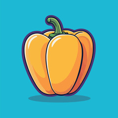 Yellow bell pepper cartoon vector icon illustration food nature icon concept isolated