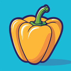 Yellow bell pepper cartoon vector icon illustration food nature icon concept isolated