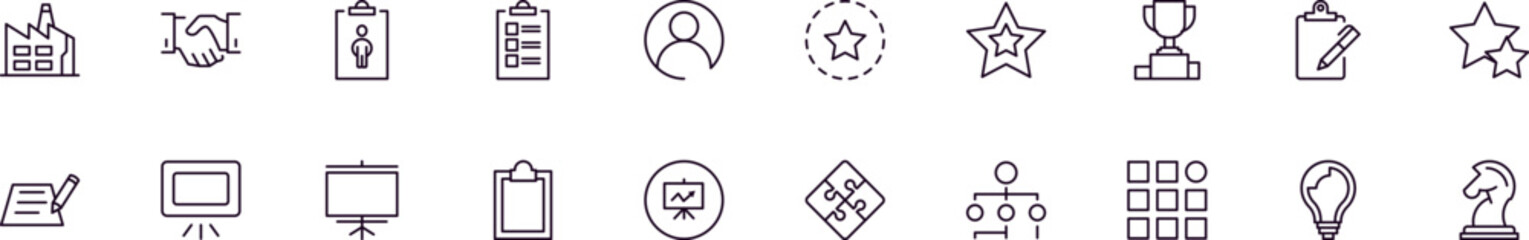 Money, business, finance outline icons bundle. Editable stroke. Simple linear illustration for web sites, newspapers, articles book