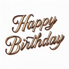 Handwritten stylish 3D "Happy birthday" text in pencil style on white background, element, design, sign, template