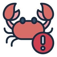crab food crustacean warning sign allergy icon
