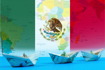 Sea transport of Mexico concept, bulk carrier or trade idea, international transportation