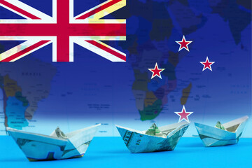 Sea transport of New Zealand concept, bulk carrier or trade idea, international transportation