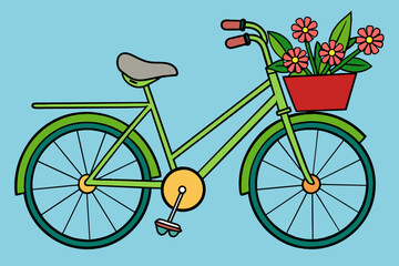 Fototapeta na wymiar Bicycle flower covering vector illustration 