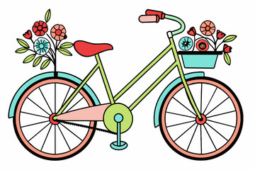 Bicycle flower covering vector illustration 