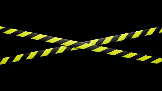 im Wind schaukelnde gekreuzte Absperrb&auml;nder, gelb/schwarz