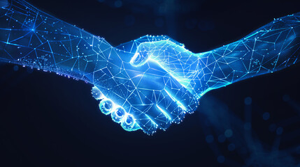 Business Technology Handshake on Dark Background