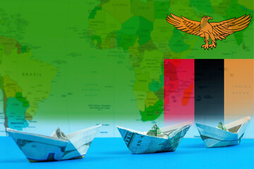 Sea transport of Zambia concept, bulk carrier or trade idea, international transportation