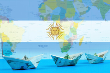 Sea transport of Argentina concept, bulk carrier or trade idea, international transportation