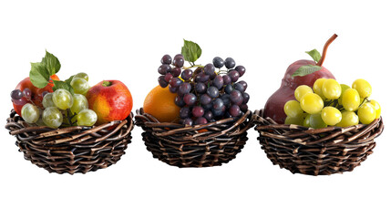 Decorative Fruit Baskets on transparent background