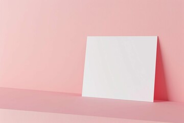 blank white card on pink pastel color background minimal 3d rendering mockup copy space