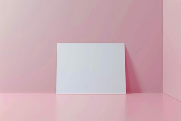 blank white card on pink pastel color background minimal 3d rendering mockup copy space