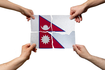 Solidarity and togetherness in Nepal, people helping each other, unity and help idea, support concept