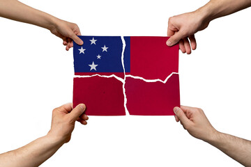 Solidarity and togetherness in Samoa, people helping each other, unity and help idea, support...