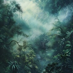 Obraz premium misty morning in the forest