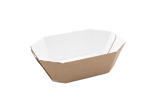 empty craft cardboard box isolated on white. disposable packaging for food, vegetables, fruits, fast food.