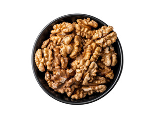 Obraz na płótnie Canvas Bowl of walnuts isolated isolated on a transparent or white background., top view.