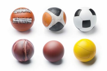 collection of sports balls isolated on white team games equipment store logo design