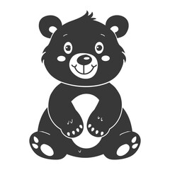 Naklejka premium Silhouette cute bear doll black color only full body