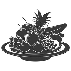 Silhouette fruit platter black color only full