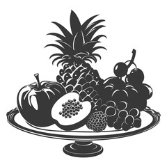 Silhouette fruit platter black color only full