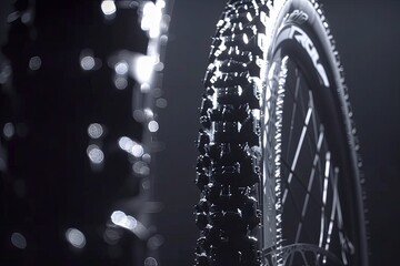 bicycle wheels. bicycle tire. spokes and rims. bicycle spare parts on a black background. close-up