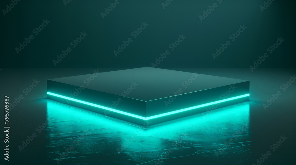 Poster 3d rendered sleek, illuminated display stand for product showcasing
