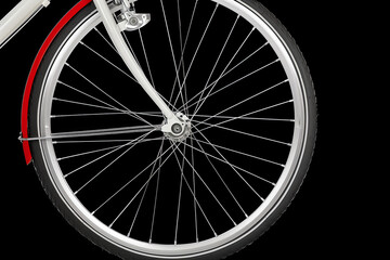 Naklejka premium bicycle wheels. bicycle tire. spokes and rims. bicycle spare parts on a black background. close-up