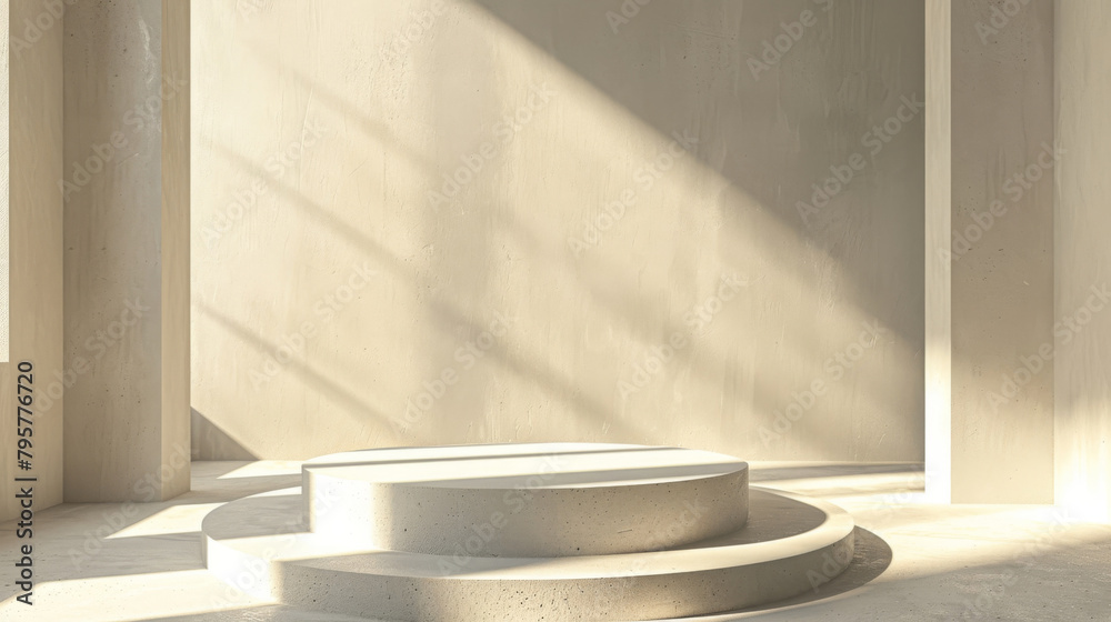 Poster stylish concrete platform in a well-lit area, perfect for displaying products