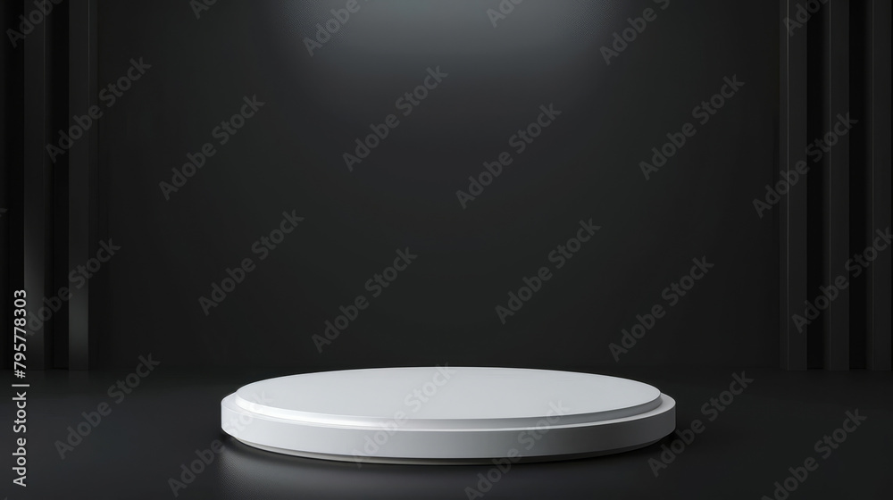 Poster Sophisticated product display with illuminated pedestal for showcasing