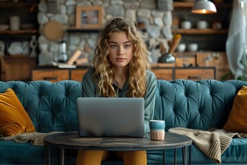Casual Work-From-Home Vibes: Woman on Floor with Laptop