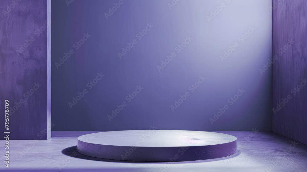 Poster Purple stage with a single spotlight and textured backdrop for product display