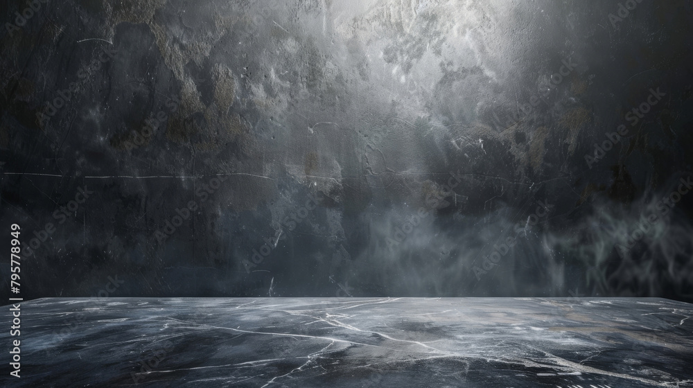 Poster elegant, empty stage with a spotlight on a dark, textured background for product showcase