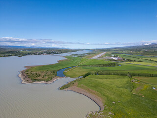 aerial view of town of Egilsstadir in Iceland