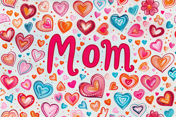 background full of hearts and kisses for a mothers day card