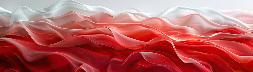Obraz premium Abstract art of red and white waves, creating a mesmerizing undulating pattern