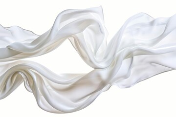 flowing white silk fabric isolated on white graceful movement and elegance abstract photo