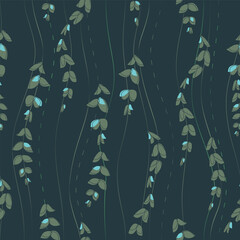 Nice green flowy Willow branches on a dark blue background