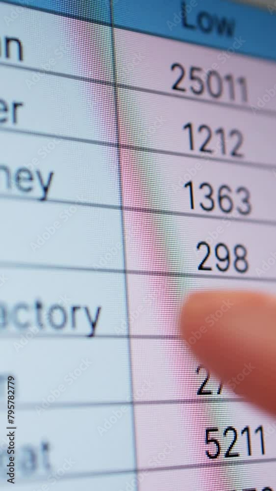 Poster analyst employee working on spreadsheet