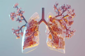 human respiratory system anatomy with lungs and bronchial tree medical education concept 3d illustration