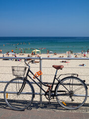 Bicycle parked by Bondi Beach