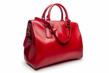 luxurious red leather handbag isolated on white background fashion accessory photography