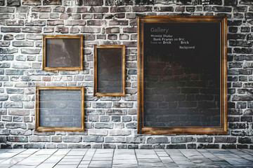 Minimalist Gallery Display Blank Frames on Brick Background