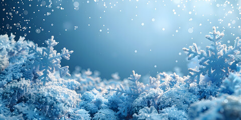 Snowy Serenity: Soft Blue Background with Falling Snowflakes